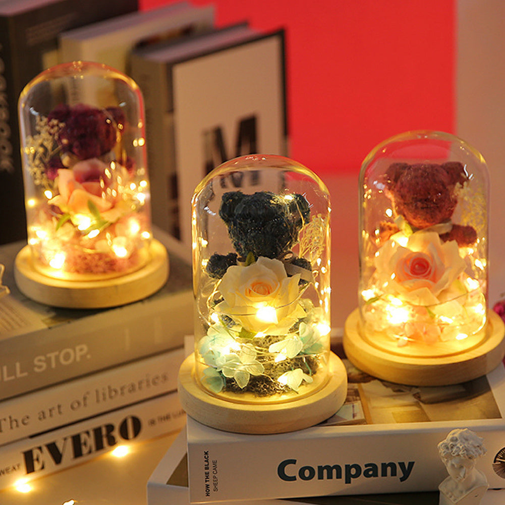 Eternal Preserved Rose Gift Box with Teddy & LED Lights
