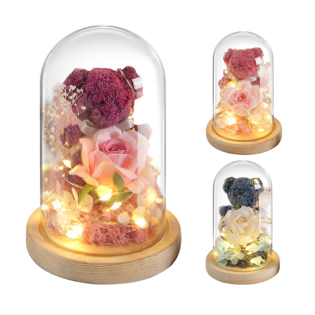 Eternal Preserved Rose Gift Box with Teddy & LED Lights