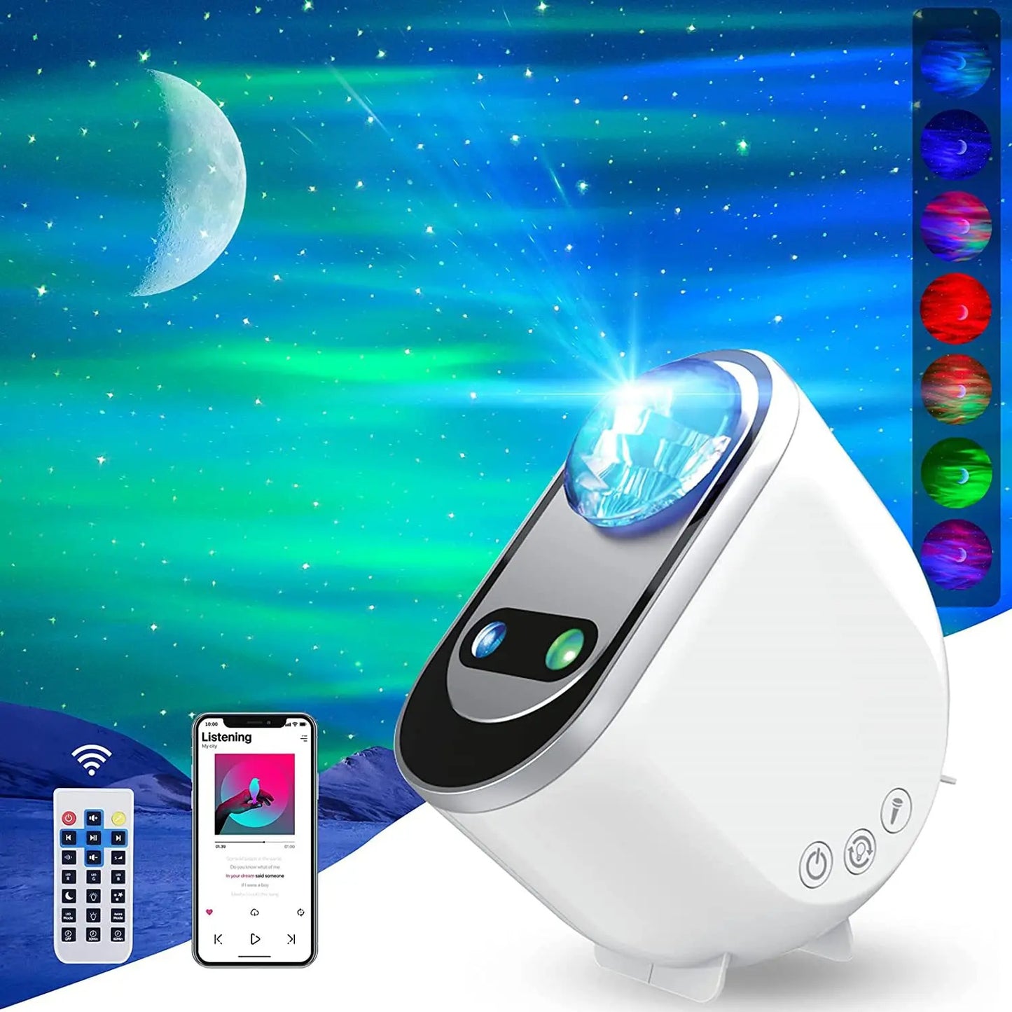 Aurora Borealis Galaxy Projector – LED Star & Moon Night Light for Bedroom, Home Décor & Gifts