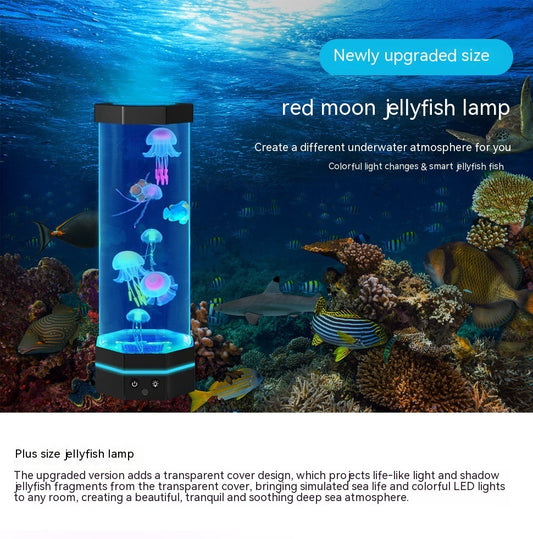 “17 Colors Changing Jellyfish Lava Lamp with Remote – USB Plug-In LED Aquarium Bubble Fish Night Light for Home & Kids Room”
