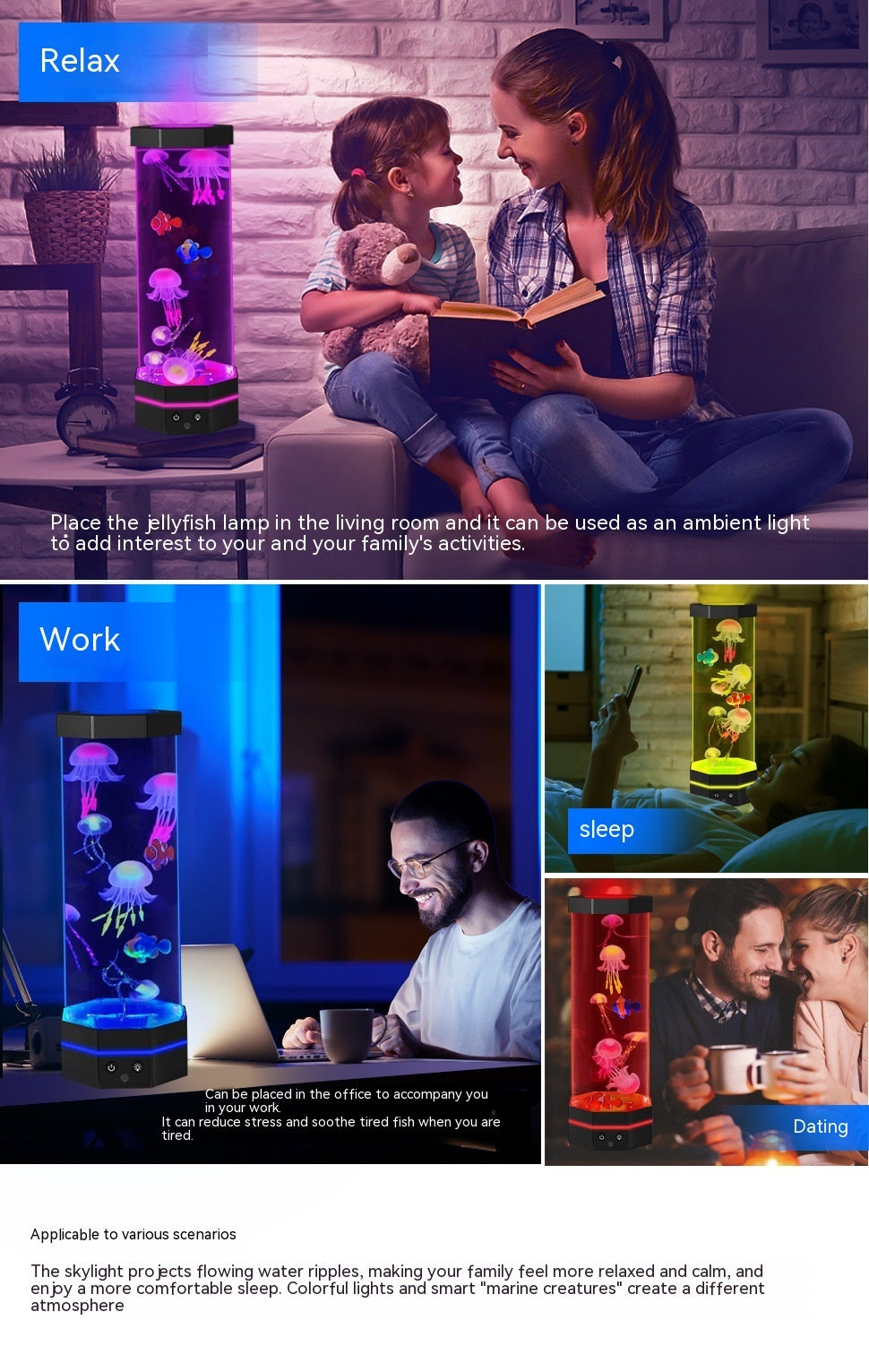 “17 Colors Changing Jellyfish Lava Lamp with Remote – USB Plug-In LED Aquarium Bubble Fish Night Light for Home & Kids Room”