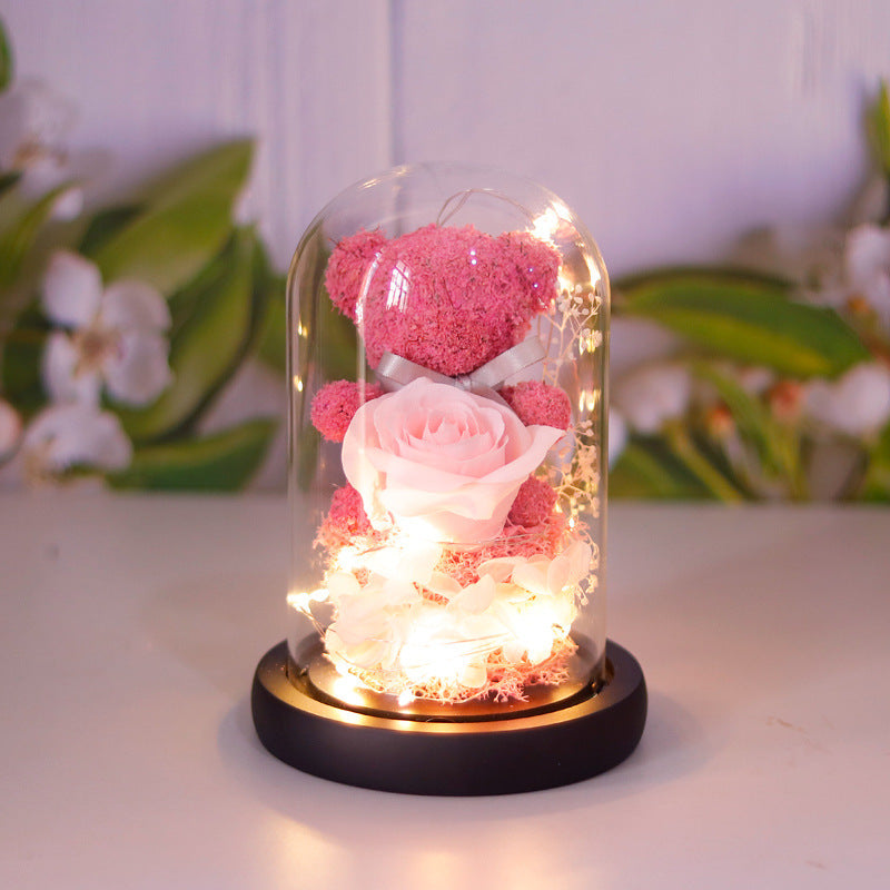 Eternal Preserved Rose Gift Box with Teddy & LED Lights