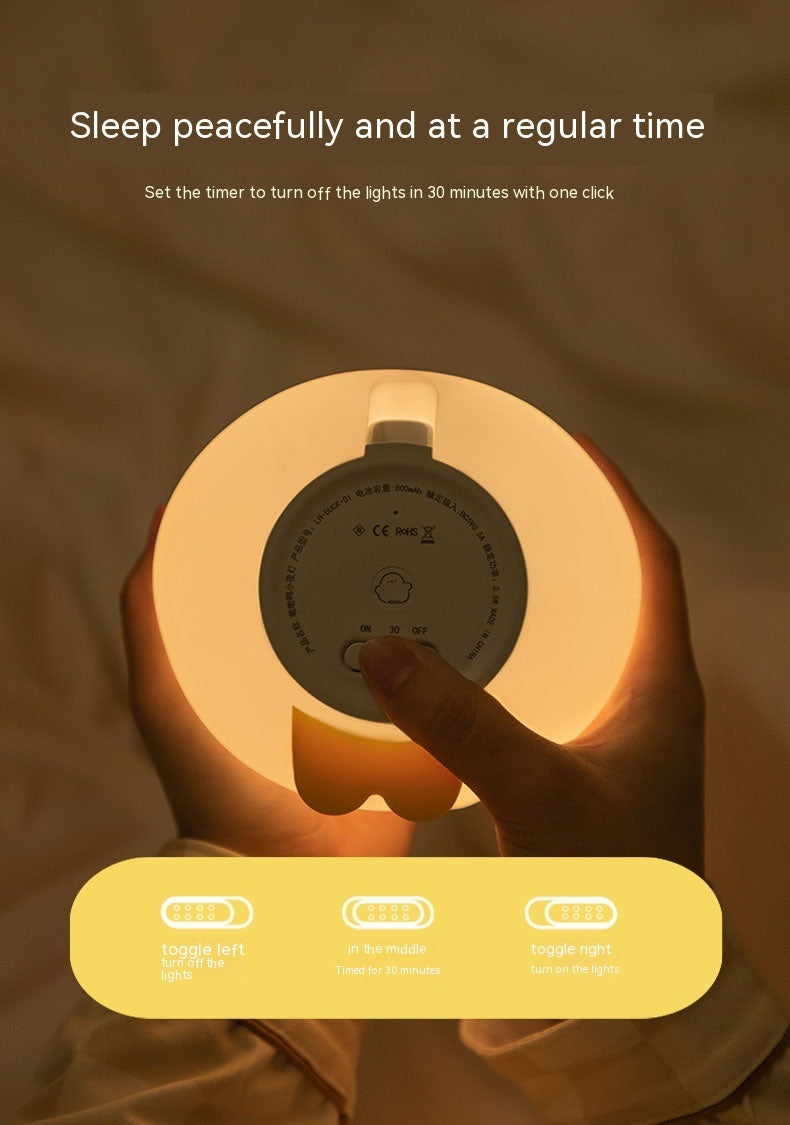 Cute Duck LED Night Lamp – Rechargeable Silicone Touch Light for Kids