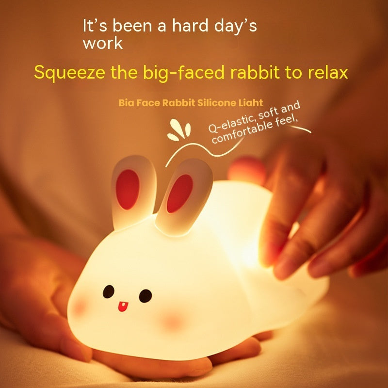 Cute Rabbit LED Night Light – Soft Silicone Touch Sensor Lamp for Kids, Bedroom & Home Décor Gift