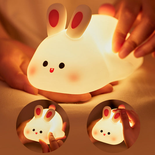 Cute Rabbit LED Night Light – Soft Silicone Touch Sensor Lamp for Kids, Bedroom & Home Décor Gift