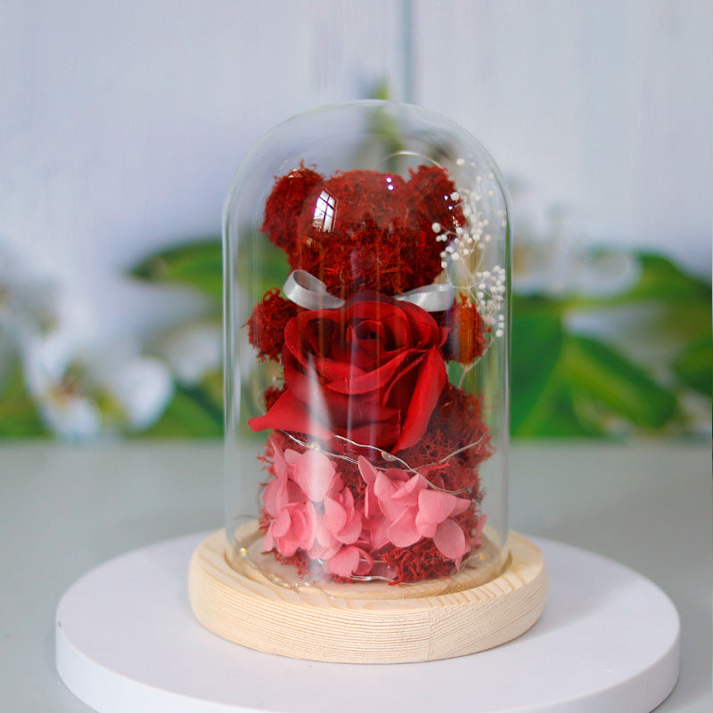 Eternal Preserved Rose Gift Box with Teddy & LED Lights