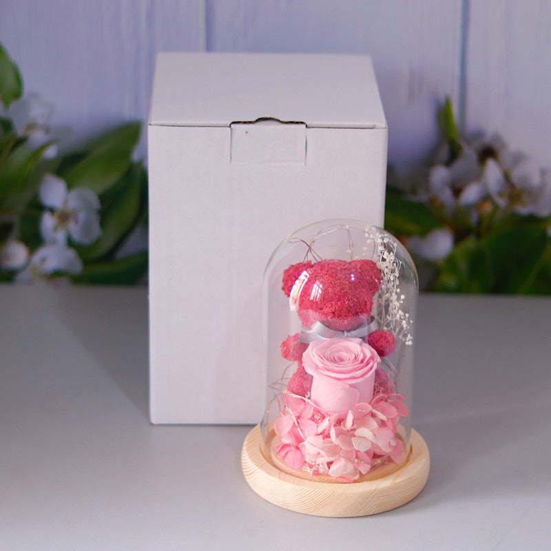Eternal Preserved Rose Gift Box with Teddy & LED Lights