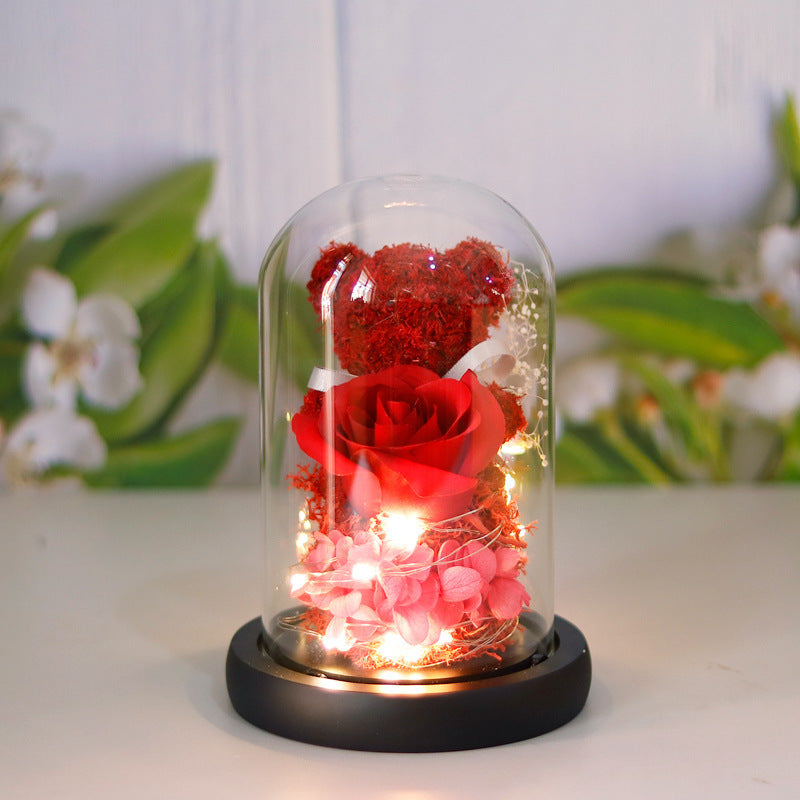 Eternal Preserved Rose Gift Box with Teddy & LED Lights