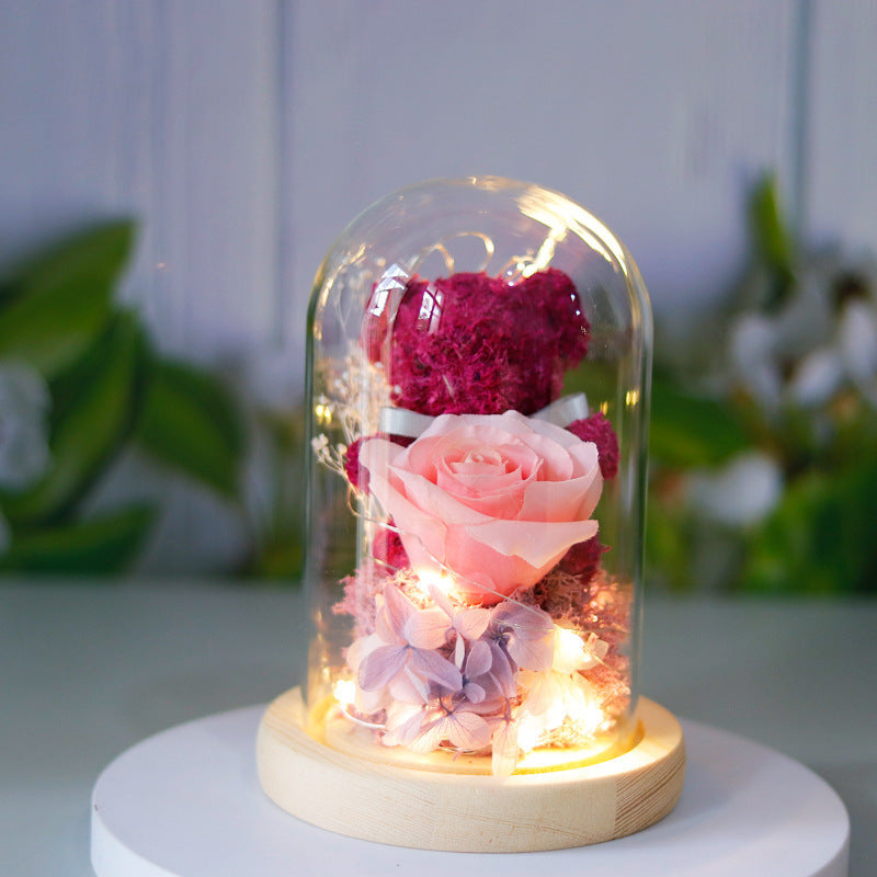 Eternal Preserved Rose Gift Box with Teddy & LED Lights