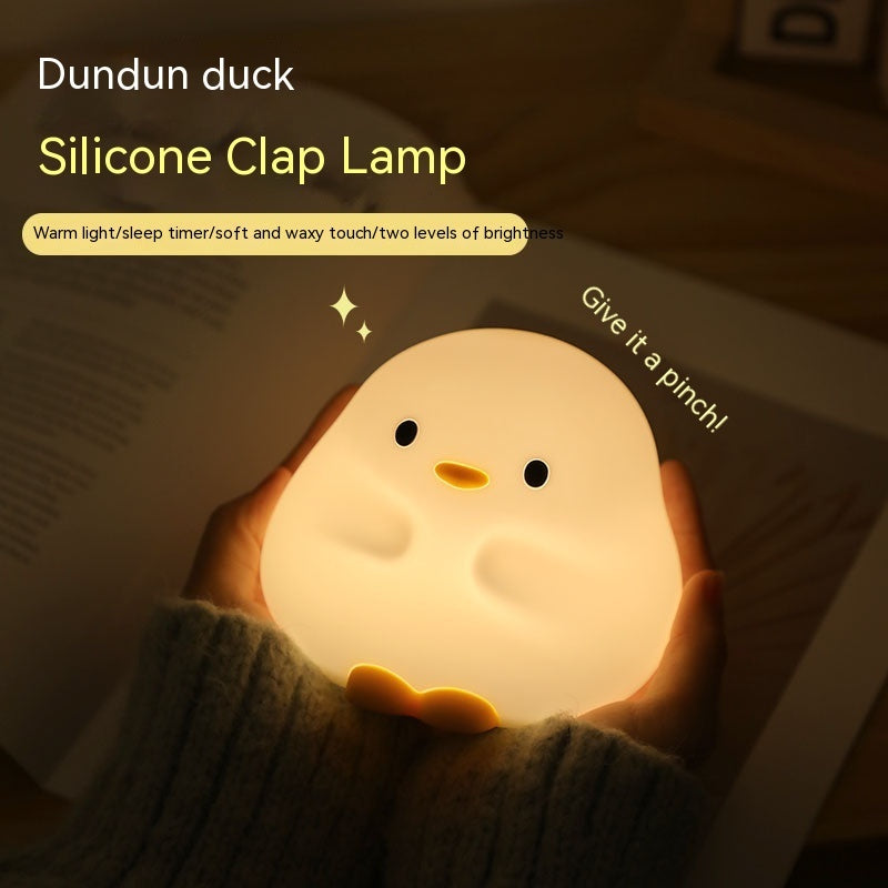 Cute Duck LED Night Lamp – Rechargeable Silicone Touch Light for Kids