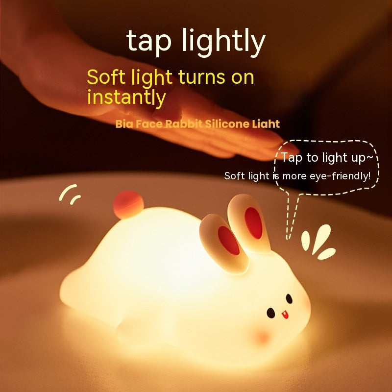Cute Rabbit LED Night Light – Soft Silicone Touch Sensor Lamp for Kids, Bedroom & Home Décor Gift