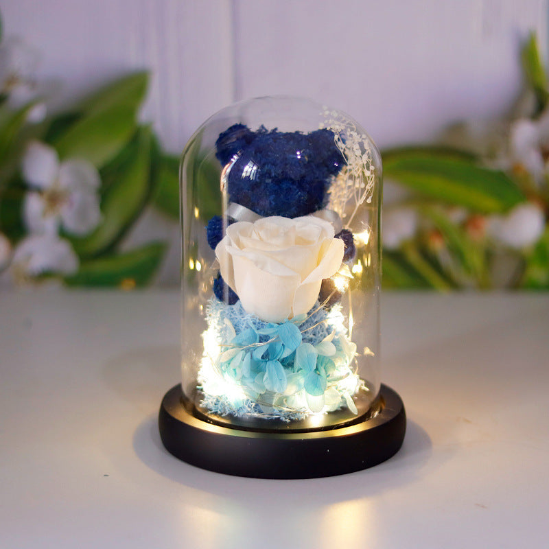Eternal Preserved Rose Gift Box with Teddy & LED Lights