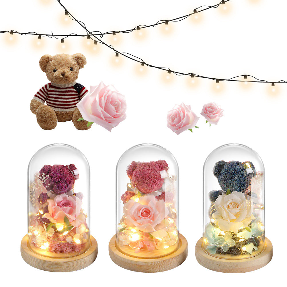Eternal Preserved Rose Gift Box with Teddy & LED Lights