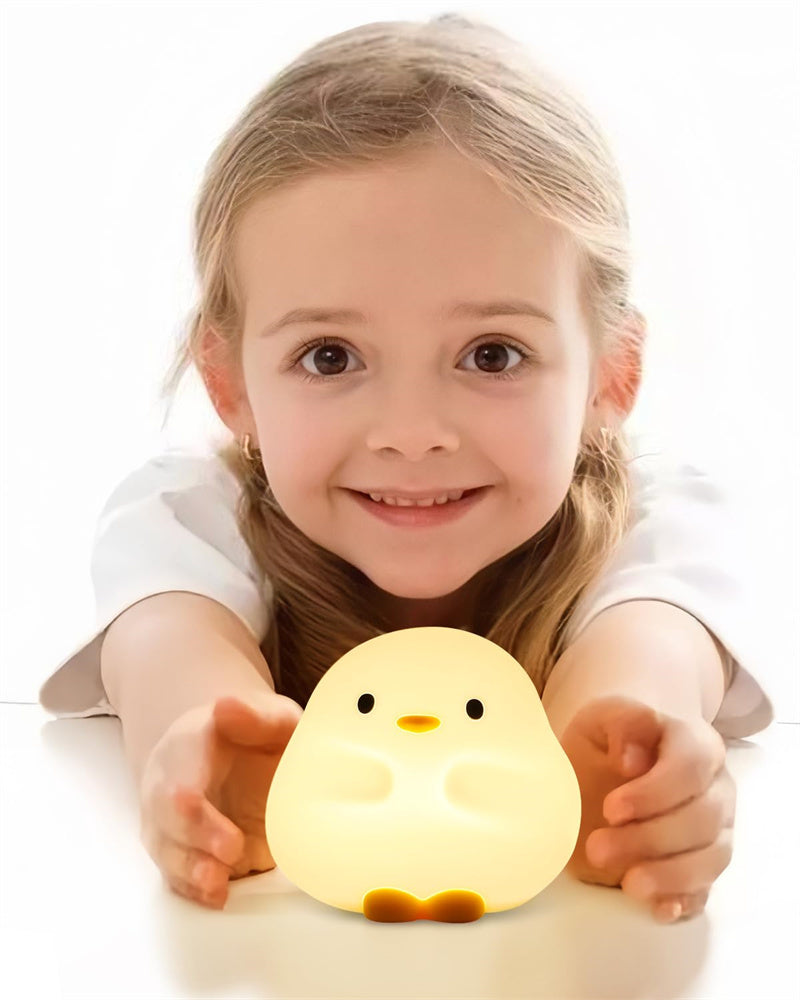 Cute Duck LED Night Lamp – Rechargeable Silicone Touch Light for Kids