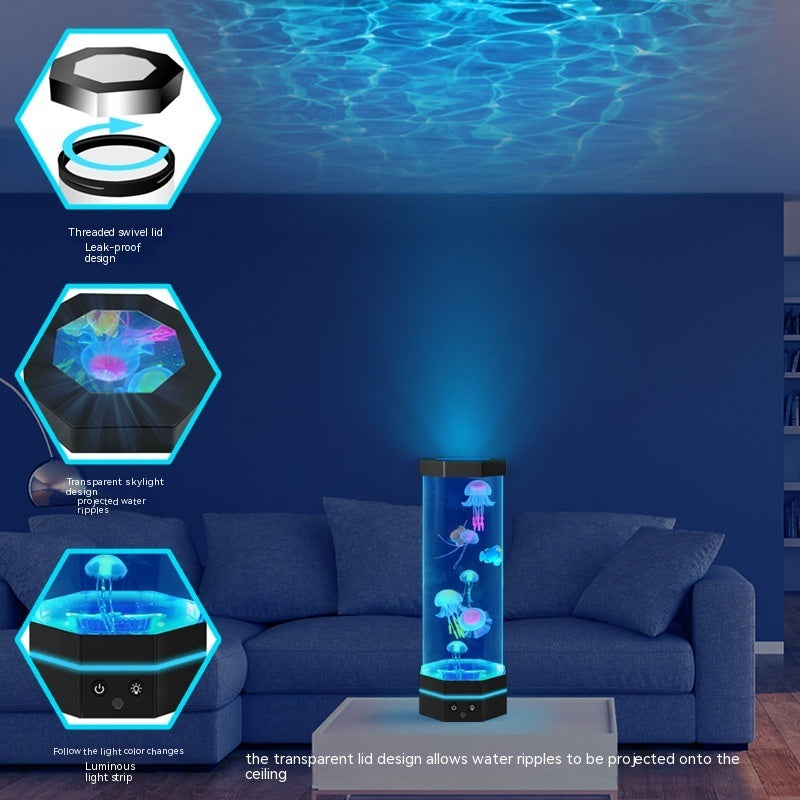 “17 Colors Changing Jellyfish Lava Lamp with Remote – USB Plug-In LED Aquarium Bubble Fish Night Light for Home & Kids Room”