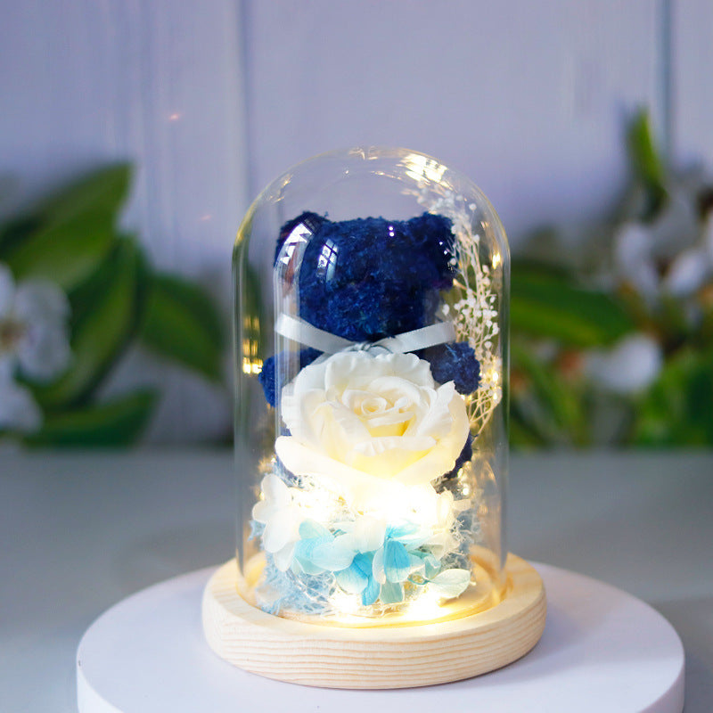 Eternal Preserved Rose Gift Box with Teddy & LED Lights
