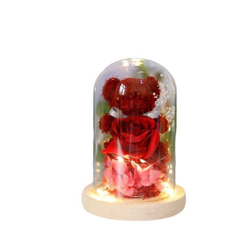 Eternal Preserved Rose Gift Box with Teddy & LED Lights
