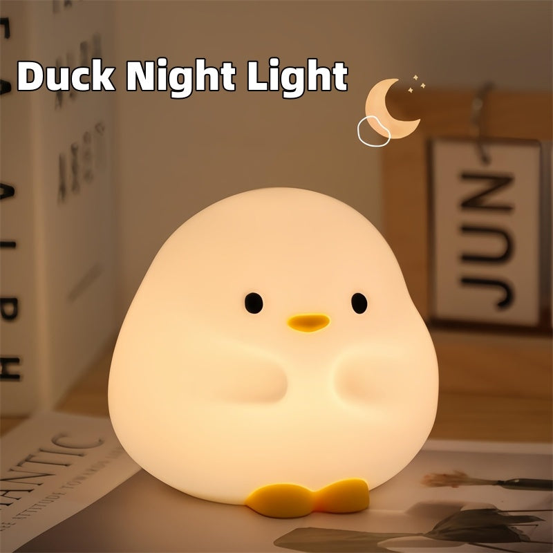Cute Duck LED Night Lamp – Rechargeable Silicone Touch Light for Kids