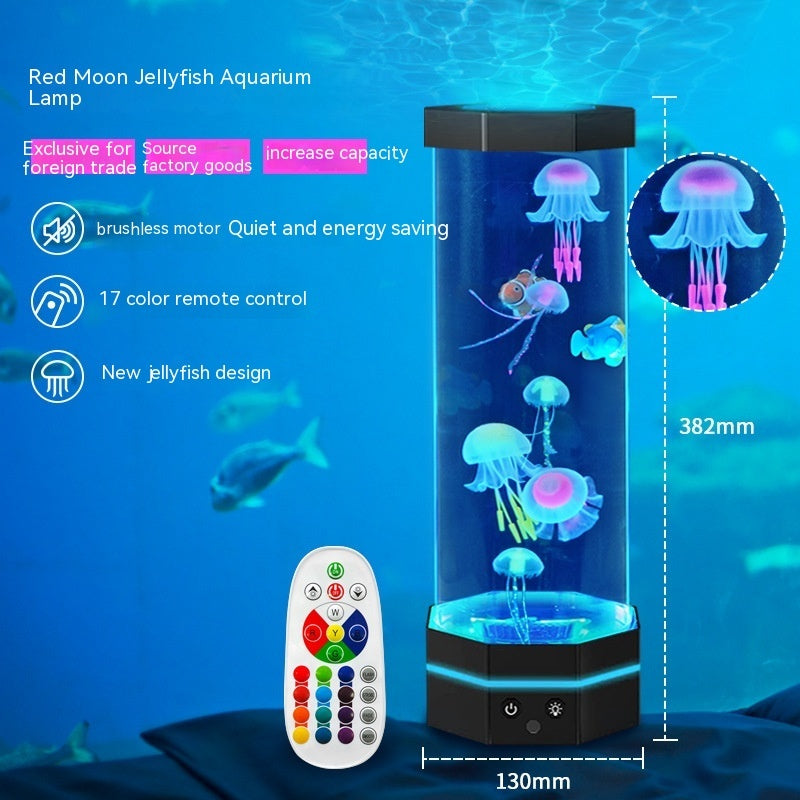 “17 Colors Changing Jellyfish Lava Lamp with Remote – USB Plug-In LED Aquarium Bubble Fish Night Light for Home & Kids Room”