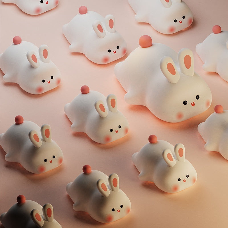 Cute Rabbit LED Night Light – Soft Silicone Touch Sensor Lamp for Kids, Bedroom & Home Décor Gift