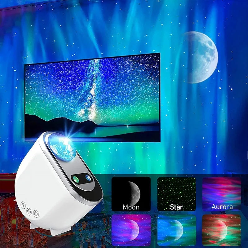 Aurora Borealis Galaxy Projector – LED Star & Moon Night Light for Bedroom, Home Décor & Gifts