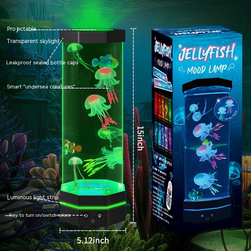 “17 Colors Changing Jellyfish Lava Lamp with Remote – USB Plug-In LED Aquarium Bubble Fish Night Light for Home & Kids Room”