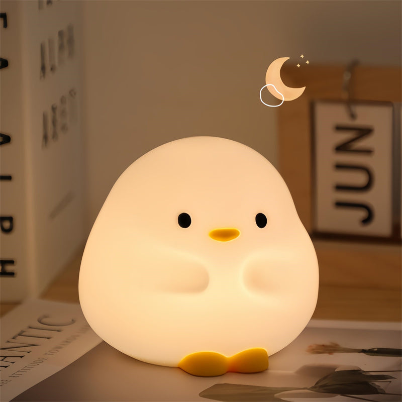 Cute Duck LED Night Lamp – Rechargeable Silicone Touch Light for Kids