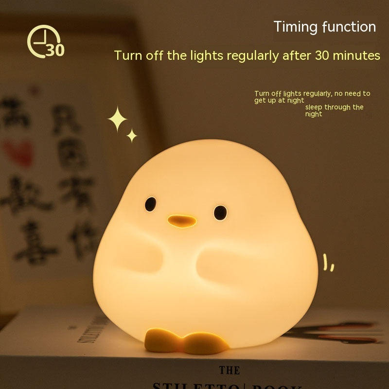 Cute Duck LED Night Lamp – Rechargeable Silicone Touch Light for Kids