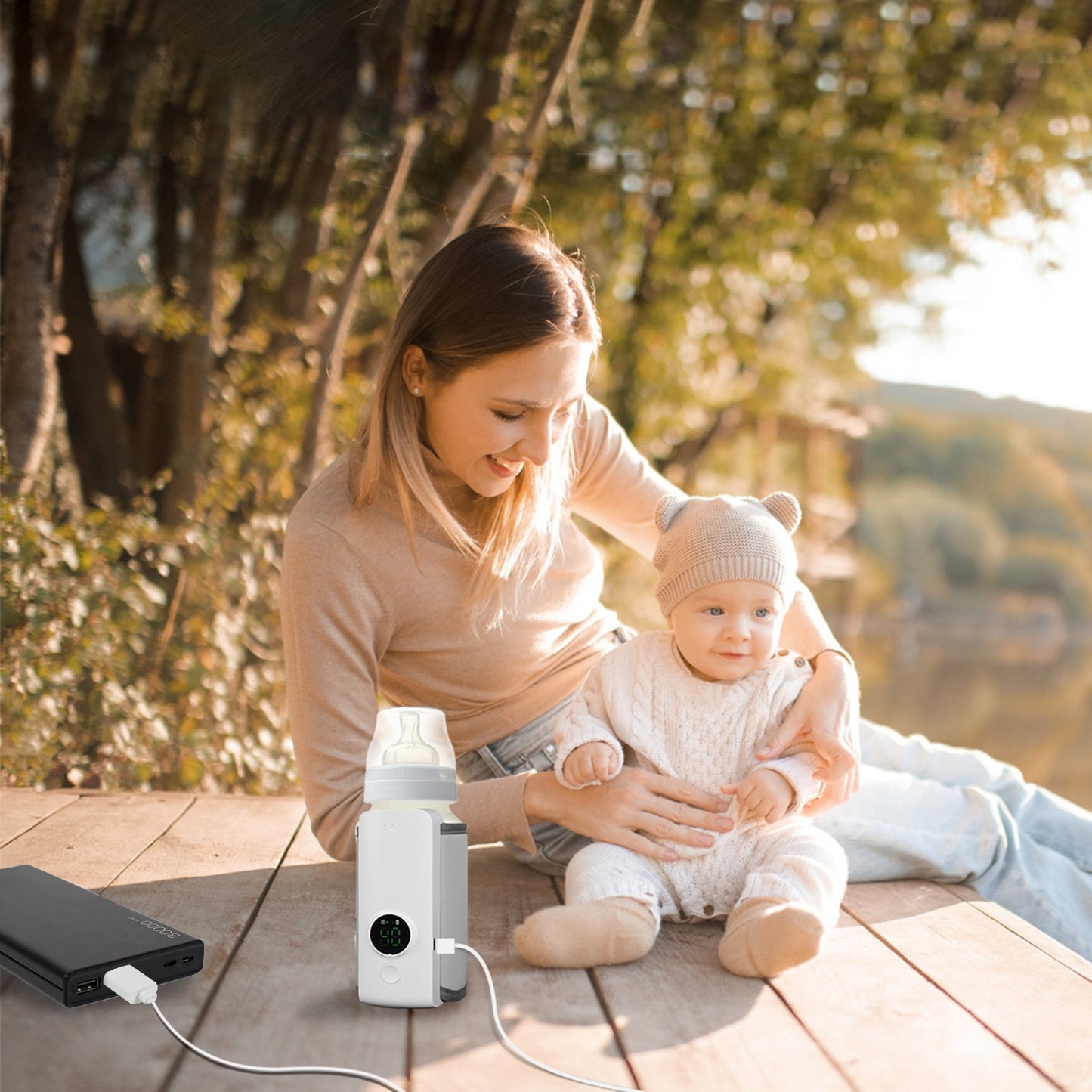 Portable Baby Bottle Warmer – USB Rechargeable Milk Warmer with 6 Heating Levels