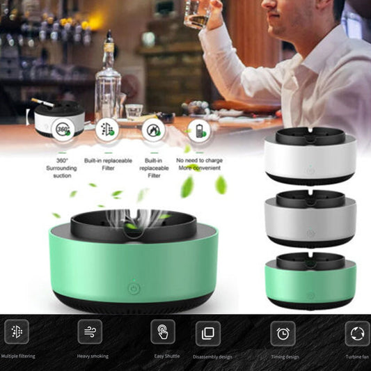 Automatic Smoke Removal Air Purifier Ashtray – USB Rechargeable Odor Eliminator For Home, Office & Car