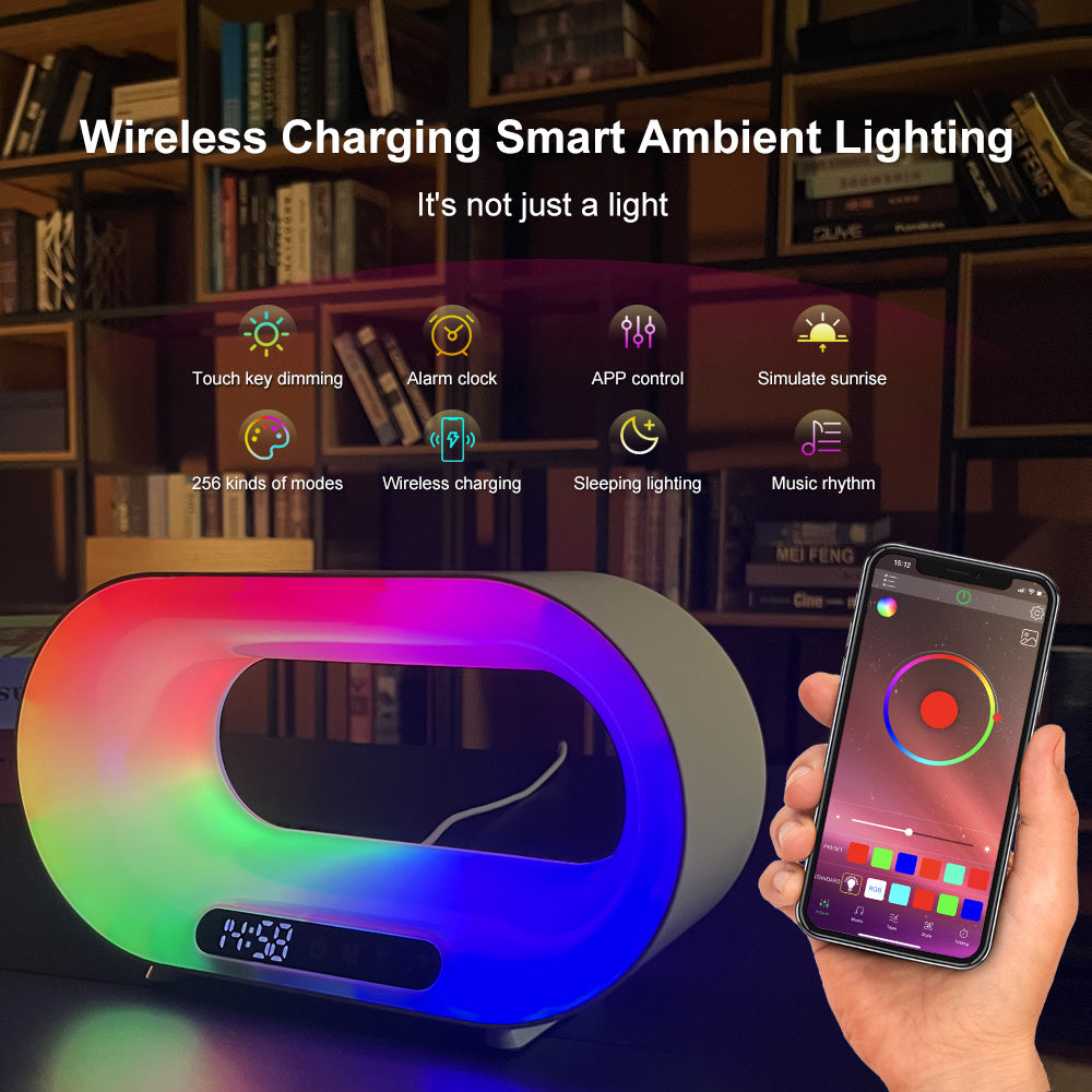 3-in-1 Smart LED Night Light with Wireless Charger & Clock