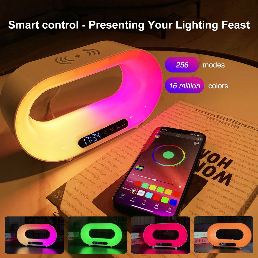 3-in-1 Smart LED Night Light with Wireless Charger & Clock