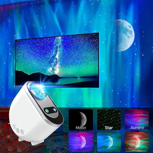 Aurora Borealis Galaxy Projector – LED Star & Moon Night Light for Bedroom, Home Décor & Gifts