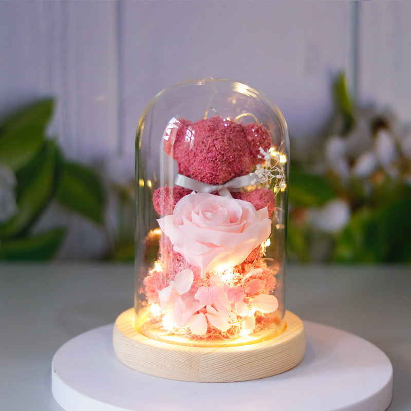 Eternal Preserved Rose Gift Box with Teddy & LED Lights